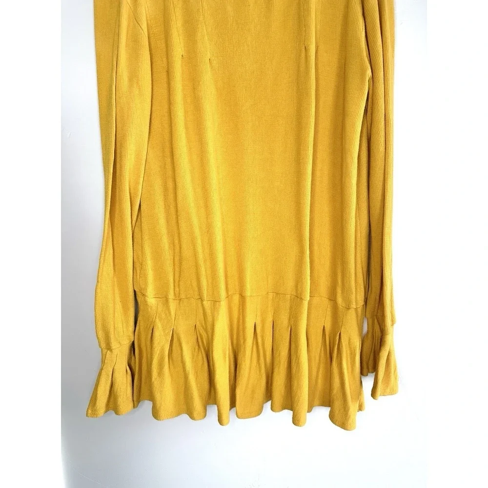 Free People Summer Struttin Mini Dress Golden Yellow Henley Waffle Ruffle Medium